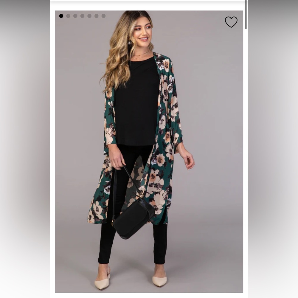 Pink Blush Green Floral Kimono